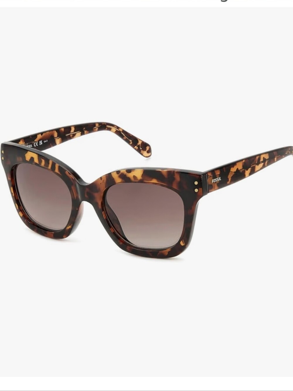 Fossil Women's Tortoiseshell Brown Gradient Square Sunglasses